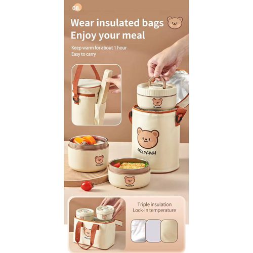 ظرف غذا استیل ۲ طبقه طرح تدی