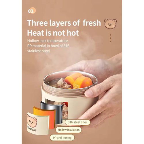 ظرف غذا استیل ۲ طبقه طرح تدی