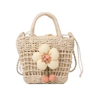 کیف های حصیری طرح گل‌دار