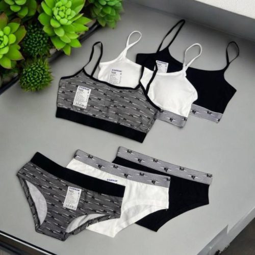 ست نیم تنه کاپ دار و شورت دخترونه طرح گربه