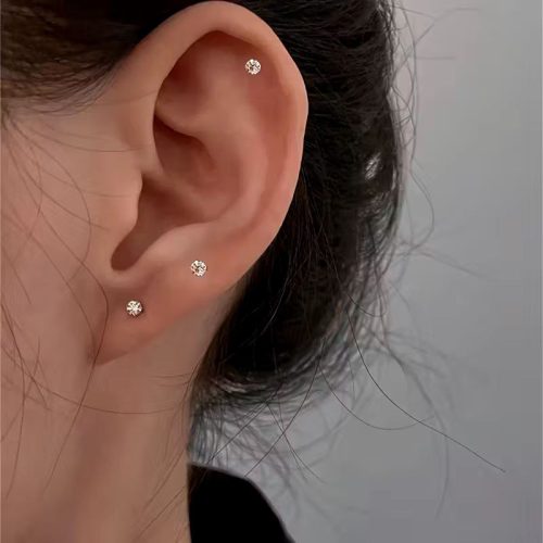 گوشواره نگین دار تک نگین ژوپینگ