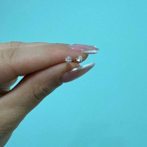 گوشواره نگین دار تک نگین ژوپینگ