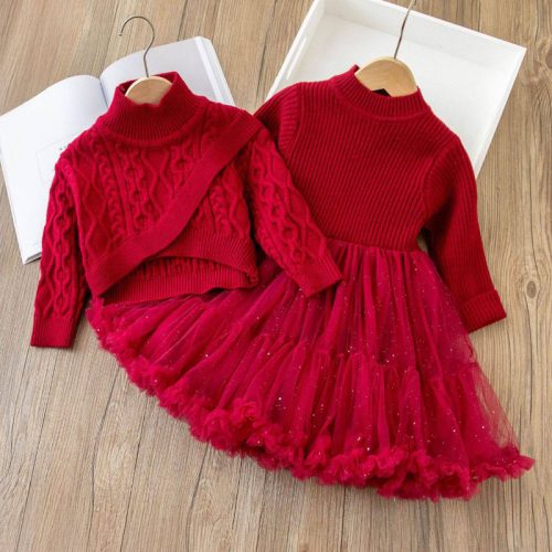  ست پیراهن با رویه بافت قرمز