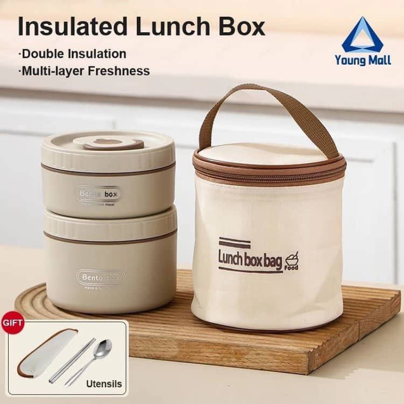 ظرف غذا استیل ۲ قلو به همراه کیف