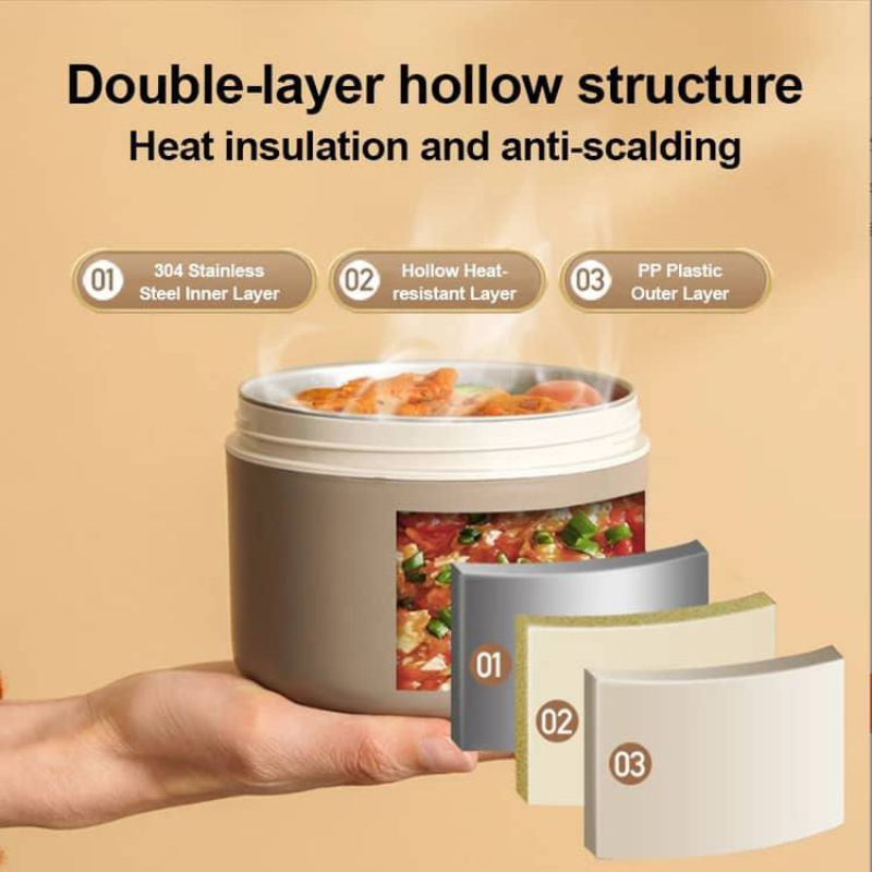 ظرف غذا استیل ۲ قلو به همراه کیف