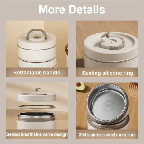 ظرف غذا استیل ۲ قلو به همراه کیف