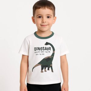 تیشرت سفید طرح دایناسوری