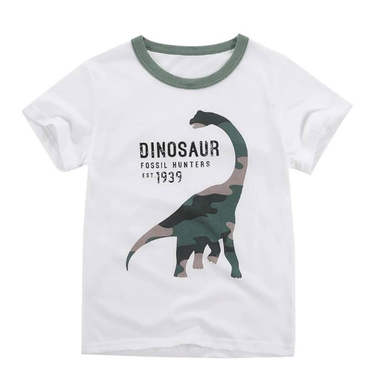 تیشرت سفید طرح دایناسوری