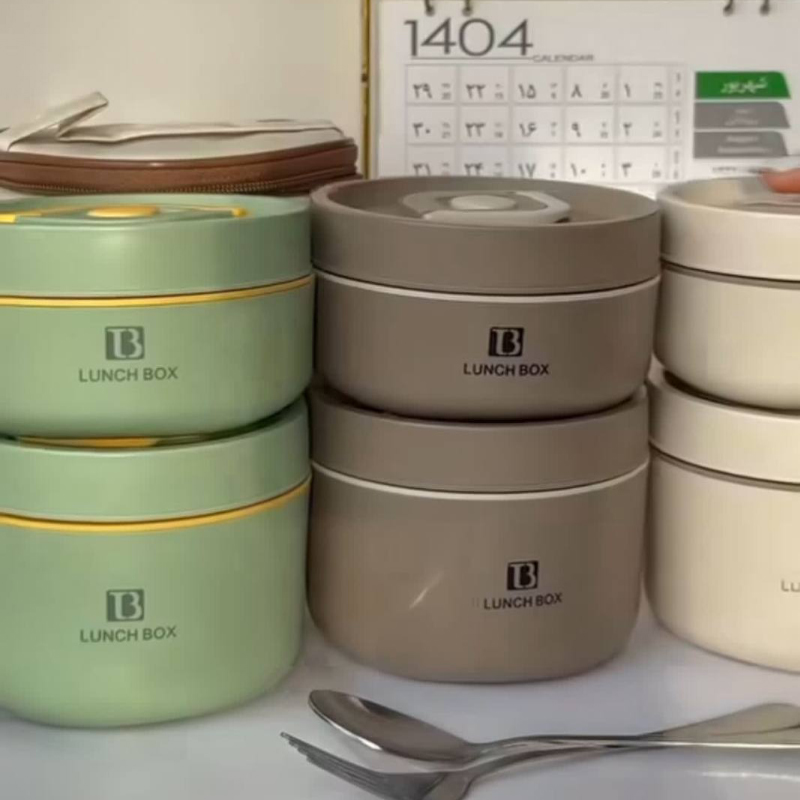 ظرف غذا استیل ۲ قلو به همراه کیف