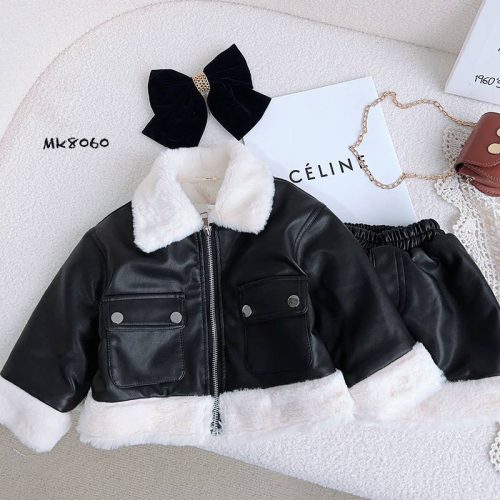 ست کت و دامن چرم خزدار