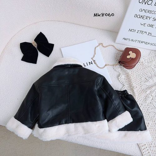 ست کت و دامن چرم خزدار