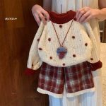 ست بلوز و شلوار بافت قرمز