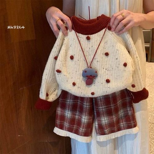 ست بلوز و شلوار بافت قرمز