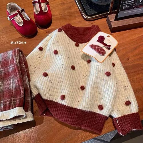 ست بلوز و شلوار بافت قرمز