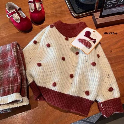 ست بلوز و شلوار بافت قرمز