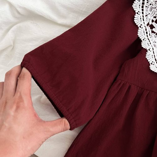 سارافن یقه گیپور قرمز