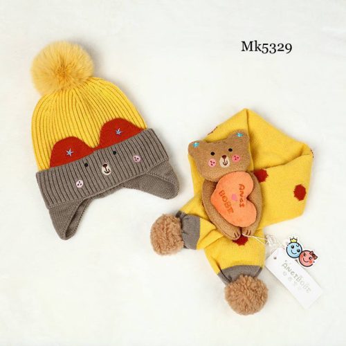 ست شال و کلاه بافت طرح حیوانات