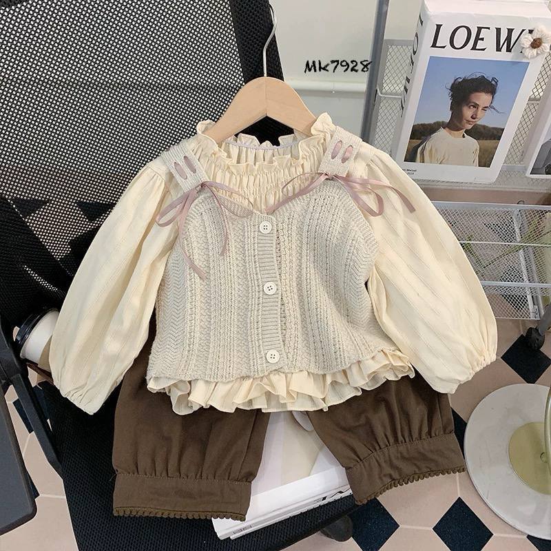 ⁨ ست شومیز شلوار و ژیله بافت