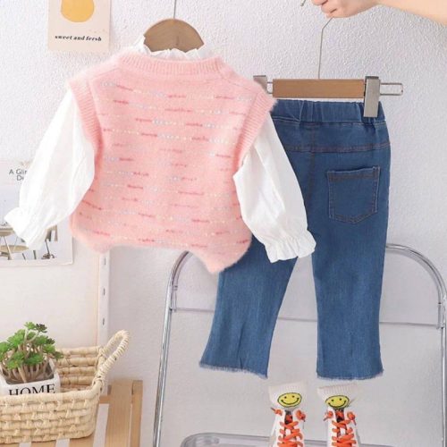  ست شومیز شلوار و ژیله فانتزی