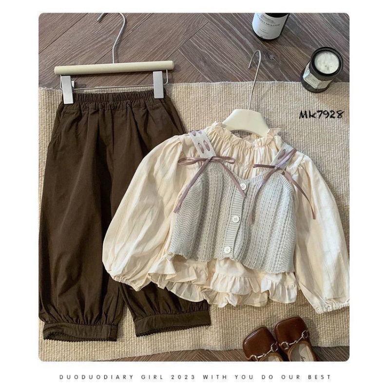 ⁨ ست شومیز شلوار و ژیله بافت