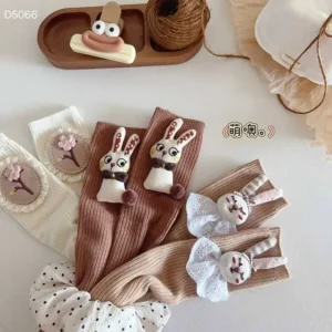 جوراب دخترونه فانتزی ساق بلند مدل عروسکی (مناسب کودکان 3 تا 10 سال)