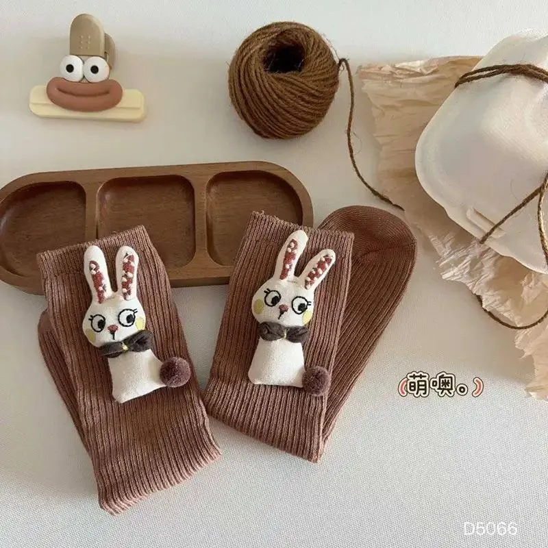 جوراب دخترونه فانتزی ساق بلند مدل عروسکی (مناسب کودکان 3 تا 10 سال)