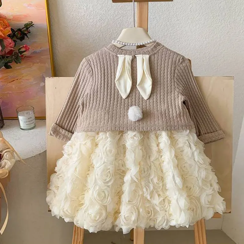 ست سارافون مجلسی با رویه خرگوشی برای کودکان