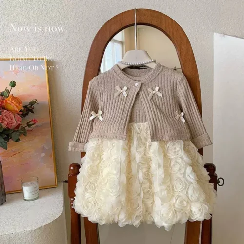 ست سارافون مجلسی با رویه خرگوشی برای کودکان