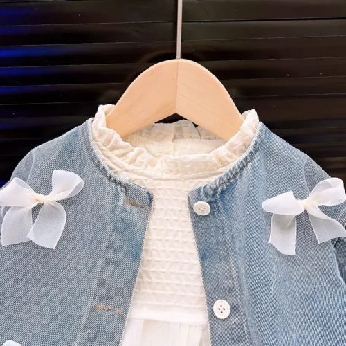 ست سارافون مجلسی با کت جین آبی