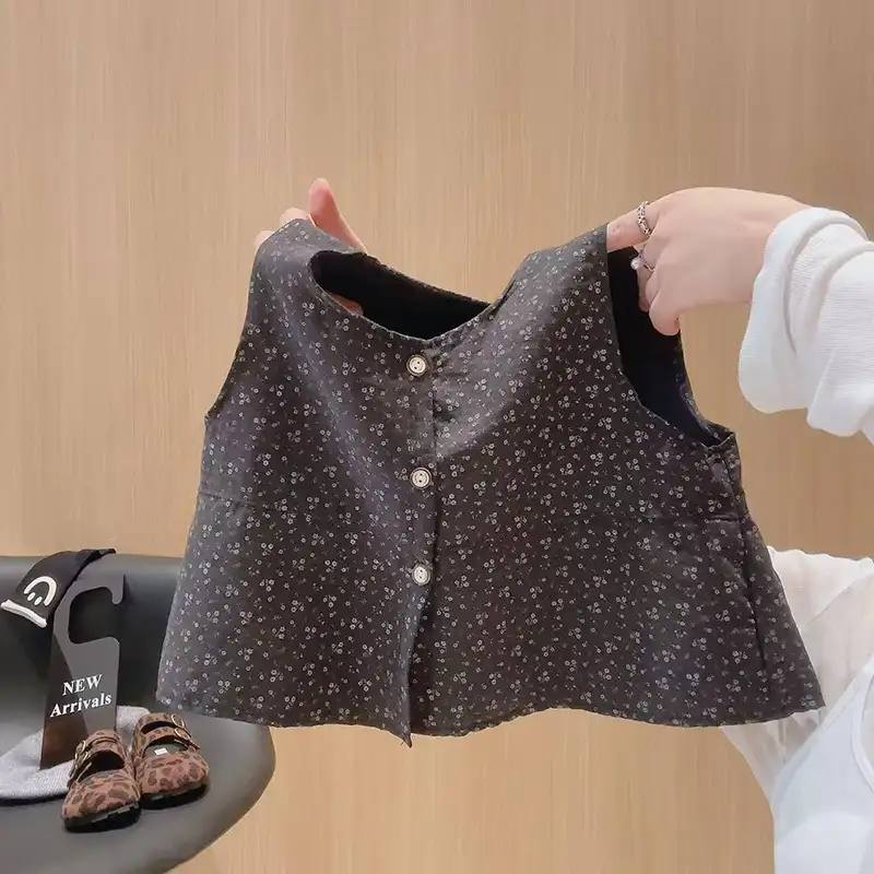 ست سه تکه شومیز، شلوار و ژیله طوسی دخترانه (مناسب کودکان 2 تا 10 سال)