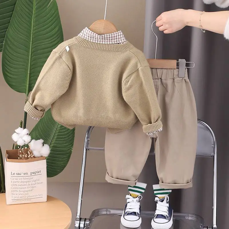 ست شومیز و شلوار و ژیله پسرانه (مناسب کودکان 2 تا 6 سال)