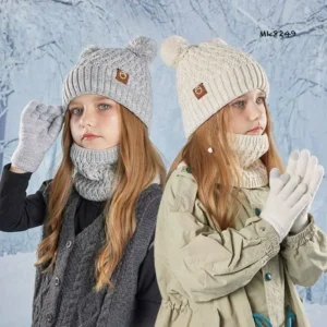 ست کلاه و شال رینگی و دستکش بچگانه مدل گرم و نرم (مناسب برای ۲ تا ۵ سال)