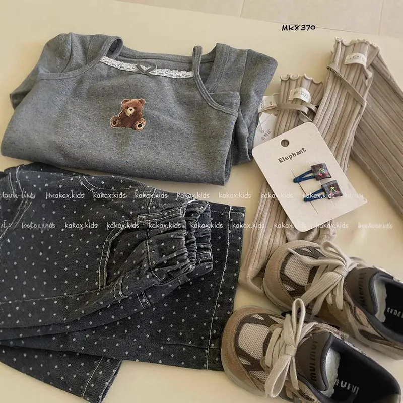 ست ۳ تکه دخترانه مدل Teddy (مناسب کودکان 3 تا 7 سال)