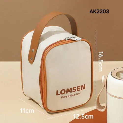 فلاسک غذا استیل همراه با کیف عایق دما و قاشق برند Lomsen مناسب برای همه سنین