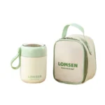 فلاسک غذا استیل همراه با کیف عایق دما و قاشق برند Lomsen | مناسب برای همه سنین