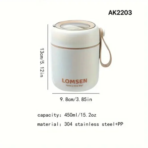 فلاسک غذا استیل همراه با کیف عایق دما و قاشق برند Lomsen مناسب برای همه سنین