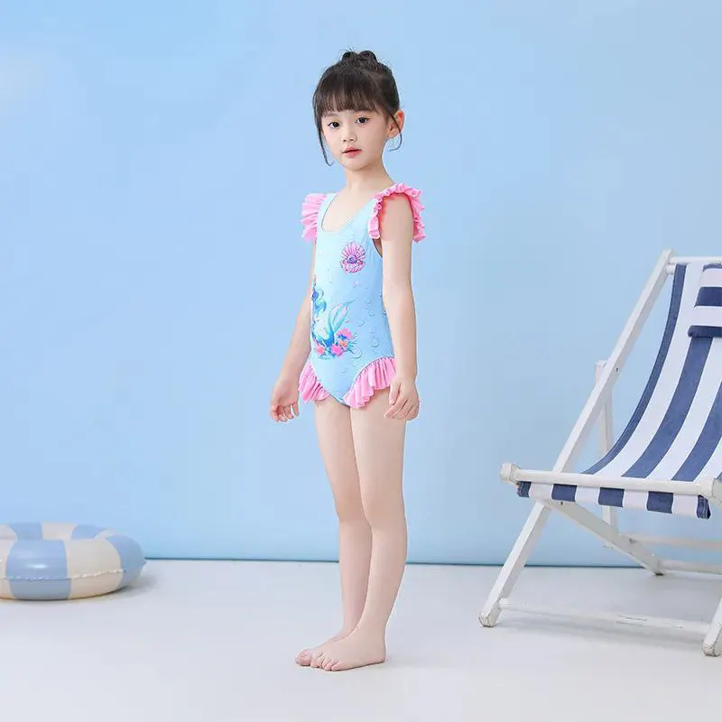 مایو دخترانه فانتزی طرح پری دریایی چین‌دار