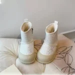 نیمبوت تو کرکی طرح نگین دار برای کودکان | زیپ بغل، کفی ضد لغزش و گرم