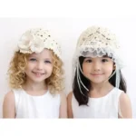 کلاه دست‌بافت گیپوری مجلسی دخترانه (مناسب کودکان 5 تا 15 سال)