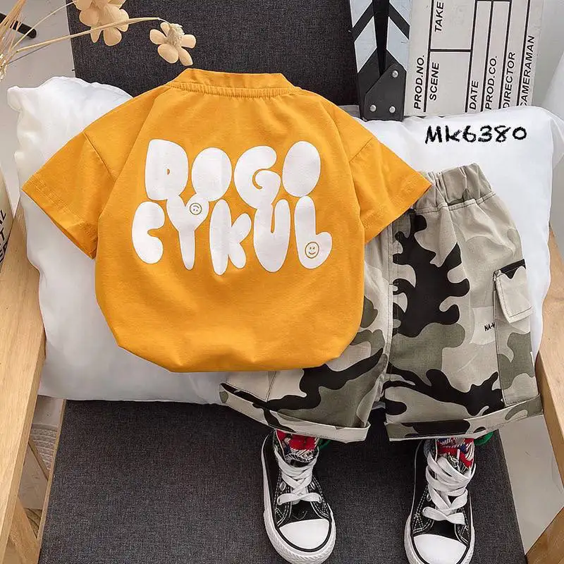 ست تیشرت شلوارک پسرانه طرح ارتشی