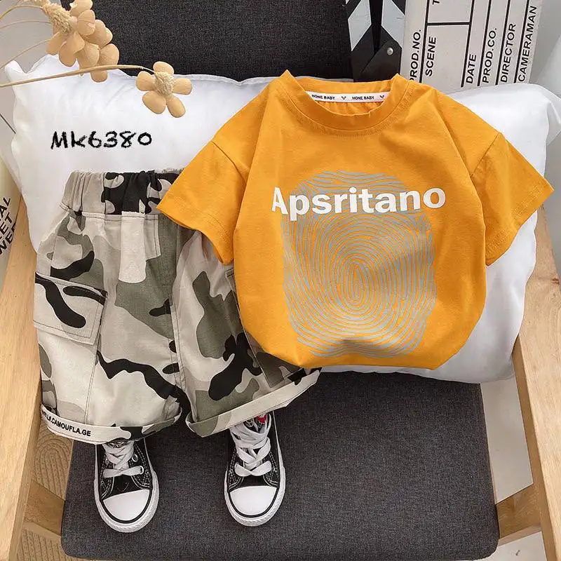 ست تیشرت شلوارک پسرانه طرح ارتشی