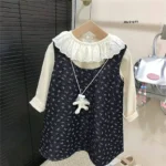 ست سارافن و شومیز طرح گندم وارداتی (مناسب کودکان ۲ تا ۷ سال)