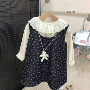 ست سارافن و شومیز طرح گندم وارداتی (مناسب کودکان ۲ تا ۷ سال)