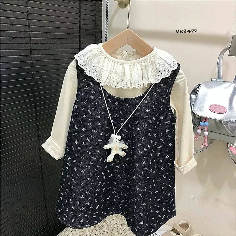 ست سارافن و شومیز طرح گندم وارداتی (مناسب کودکان ۲ تا ۷ سال)