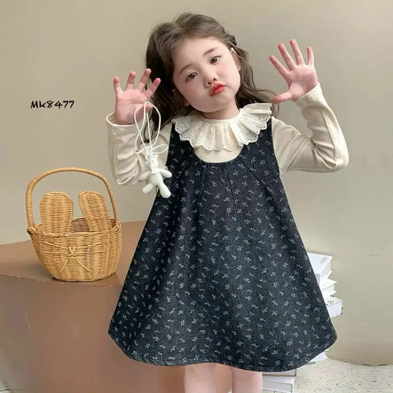 ست سارافن و شومیز طرح گندم وارداتی (مناسب کودکان ۲ تا ۷ سال)