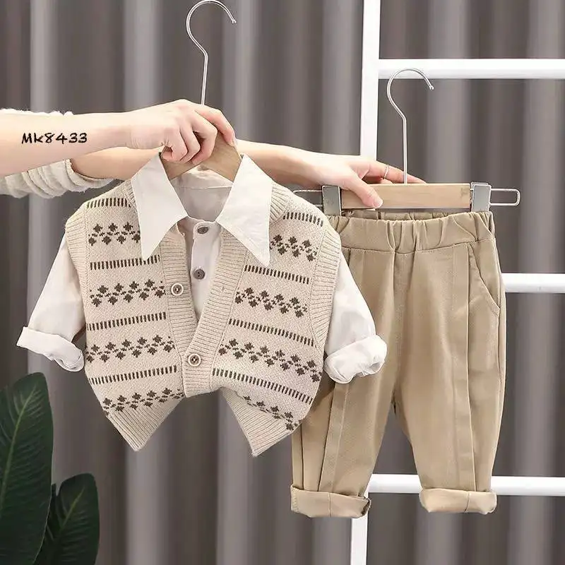 ست سه تکه شومیز، ژیله و شلوار بچگانه وارداتی (مناسب کودکان ۱ تا ۶ سال)