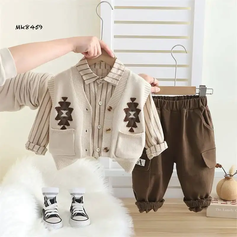 ست سه تکه ژیله، شومیز و شلوار بچگانه وارداتی (مناسب کودکان ۱ تا ۶ سال)