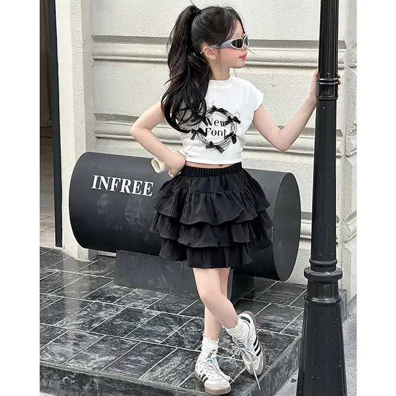 ست شومیز دامن پاپیونی وارداتی (مناسب کودکان 7 تا 14 سال)