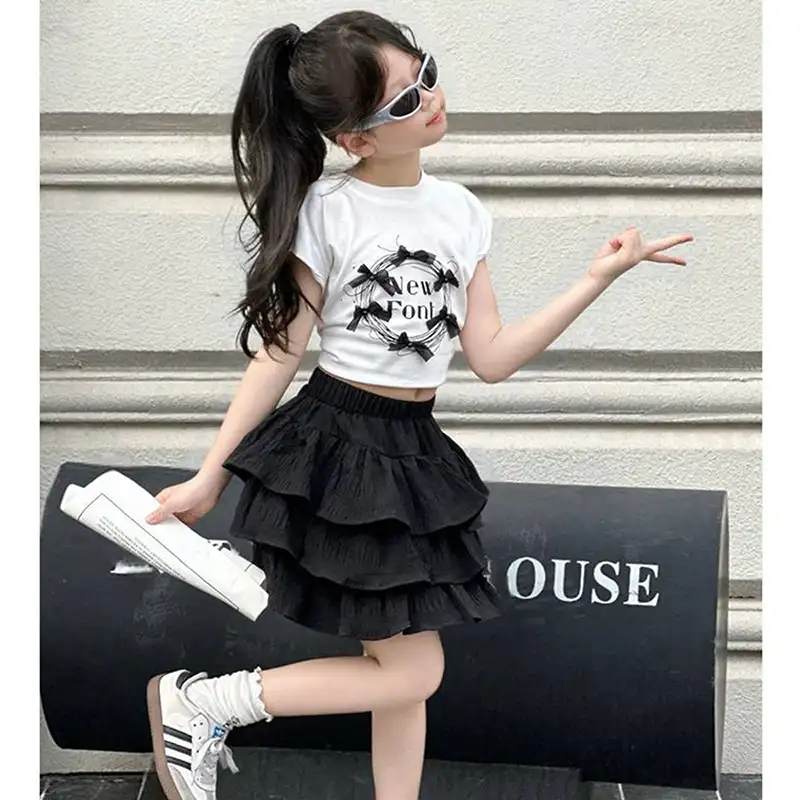 ست شومیز دامن پاپیونی وارداتی (مناسب کودکان 7 تا 14 سال)