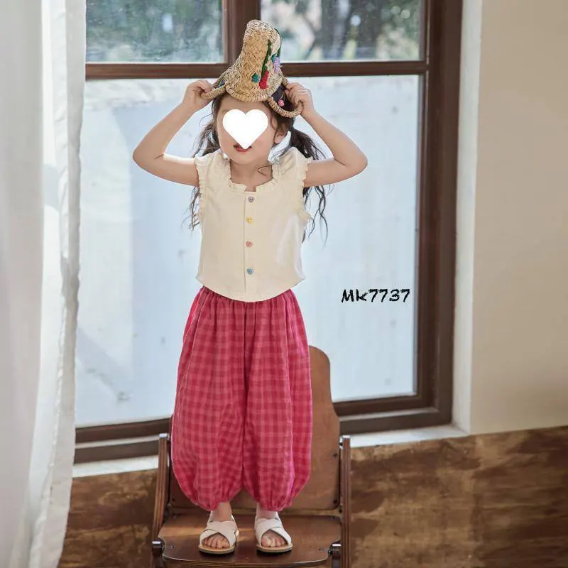 ست شومیز شلوار بچگانه دکمه قلبی (مناسب کودکان 2 تا 7 سال)